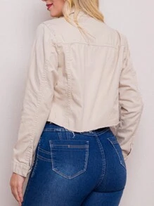 Women Denim Jackets & Coats - Apricot - View 2
