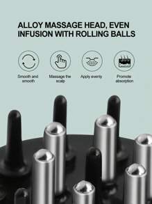 頭皮按摩梳可拆卸容器頭皮液頭部導流護髮精油塗抹器按摩充電式頭部按摩器 - 墨綠色 - 查看 3