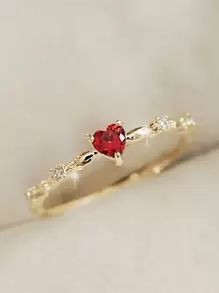 1pc Cubic Zirconia Cute Ring For Teenagers, Suitable For Birthday Party - Yellow Gold - View 1