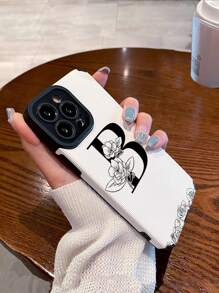 1pc 3d Floral & Letter Pattern Soft Shockproof Phone Case Compatible With IPhone And Samsung - Multicolor - View 5