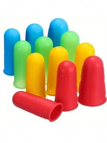 3pcs/Set Silicone Finger Protector, Finger Sleeves, Finger Tips For Piano Guitar Typing Etc. - Red - View 8
