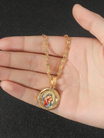 1 szt Męski Złoty kolor Okrągły Wisiorek Naszyjniki