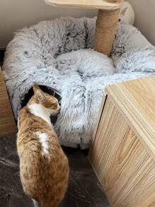 1入組絨毛貓隧道,甜甜圈形貓床/小貓墊房,冬季保暖寵物床,可折疊的貓玩具,適用於貓/小貓/小狗 - 灰色 - 查看 4