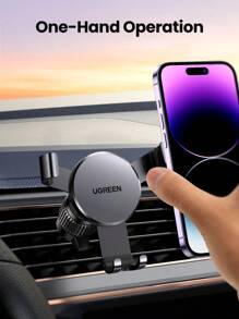 UGREEN Car Vent Phone Mount Gravity Phone Holder Hands-Free Car Air Vent Mount Auto Lock Compatible With IPhone 16 15 14 13 Pro Max Galaxy S22 S9 S10 Realme Phone Holder - Black - View 2