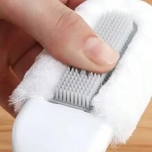 1pc Multi-functional Professional Soft Shoe Brush With Long Handle And Cleaning Solution - White - View 2