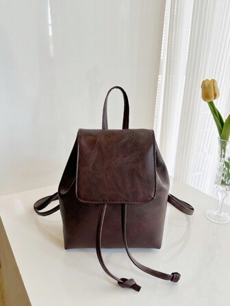 1 Solid Color Puppy Style Stylish Backpack For Commuting, School Backpack