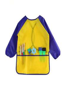 1入兒童畫水杯圍兜反穿工作服、長袖畫衣,畫畫飯裝圍兜藝術用品