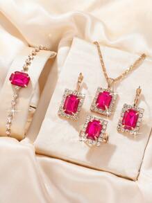 5pcs/set Cubic Zirconia Decor Jewelry Set - Multicolor - View 1