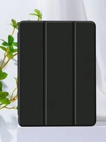 1款純黑色矽膠防震平板電腦保護套,帶鉛筆座,支援睡眠/喚醒功能,適用於三星、ipad平板電腦 - 黑色 - 查看 1