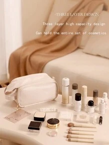 Women's Large Capacity Portable Travel Toiletry Bag For Makeup And Bathroom Essentials Makeup Brushes Storage Makeup Bag Makeup Bags Makeup Organizer Make Up Organizer Makeup Storage