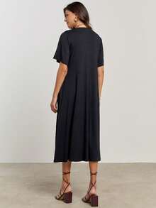 Women Sweater Dresses - 黑色 - 查看 2