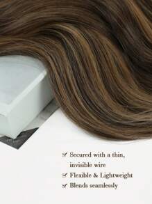 Extensión De Cabello Sintético Ondulado En Tono Marrón Miel Con Destellos Y Clips Para Uso Diario - Color Piano - Ver 4