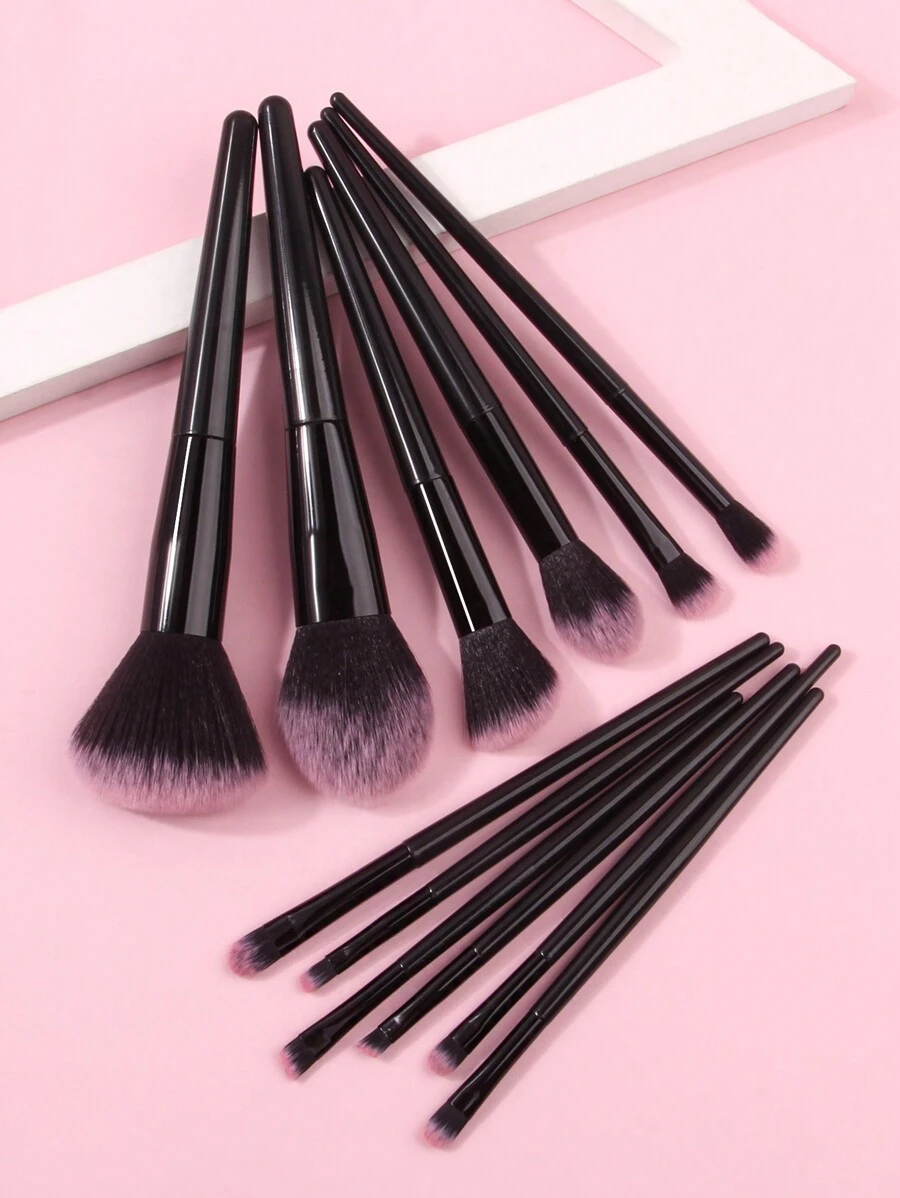 12pcs/Set New Black Makeup Brush Set For Cosmetics, Beauty & Makeup Application,Brush Set,Makeup Brush Kit,Make Up Brush Set,Make Up Set Complete,Makeup Brush Set,Complete Makeup Kit,Brush Kit,Brushes Makeup Set,Makeup Gift Set - Black - View 1