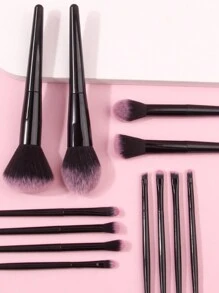 12pcs/Set New Black Makeup Brush Set For Cosmetics, Beauty & Makeup Application,Brush Set,Makeup Brush Kit,Make Up Brush Set,Make Up Set Complete,Makeup Brush Set,Complete Makeup Kit,Brush Kit,Brushes Makeup Set,Makeup Gift Set - Black - View 4