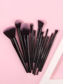 12pcs/Set New Black Makeup Brush Set For Cosmetics, Beauty & Makeup Application,Brush Set,Makeup Brush Kit,Make Up Brush Set,Make Up Set Complete,Makeup Brush Set,Complete Makeup Kit,Brush Kit,Brushes Makeup Set,Makeup Gift Set - Black - View 5