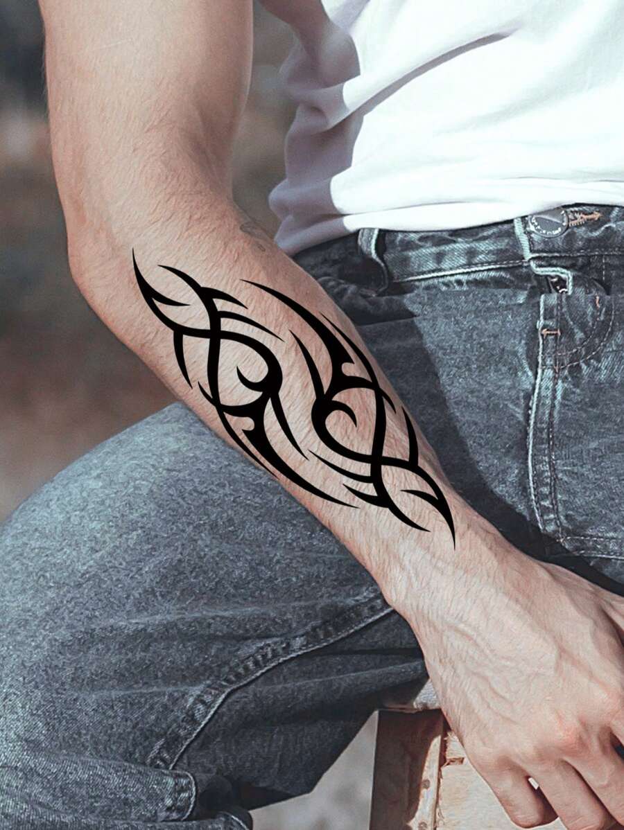 件/套幾何線火焰和極簡硬邊直線臨時紋身黑色星期五 SHEIN台灣