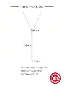1pc S925 Sterling Silver Y-Shaped Diamond Necklace, Women's Birthday Gift Jewelry - Silver - View 5