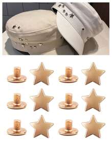 10入組12mm淺金色五角星螺絲穿釘,適用於衣物、帽子、包包、鞋子等 - 10 顆 12mm 淺金色 - 查看 1