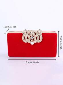 閃爍耀眼,華麗典雅,寶石鑲嵌皇冠裝飾時尚晚宴包,金屬鏈條帶晚餐包適合派對女孩、女人,適合派對、婚禮、舞會、晚宴/宴會,為女性最佳禮物 - 紅色 - 查看 5
