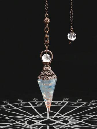 1 Pieza Péndulo De Cristal De Curación Con Resina De 7 Chakras Y 6 Facetas Para Radiestesia, Adivinación, Escrutinio De Wicca Y Productos Espirituales De Equilibrio