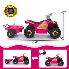 Kids ATV Kids Ride-On Electric ATV 6V Battery Powered Ride On Tractor With Trailer,Toddler Ride On 4-Wheeler Quad Car Toy For 3-6 Year W/Music, Bluetooth,Safety Belt,Power Display - Hot Pink - View 10