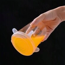 6入組矽膠彈力蓋子,可重複使用和耐用食物貯藏套,洗碗機和冰箱安全的,廚房用具 - 白色 - 查看 5