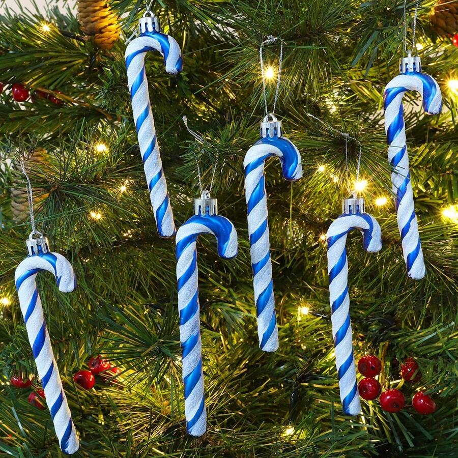 Christmas Pack of 613cm Glitter Candy Cane Christmas Tree Decorations