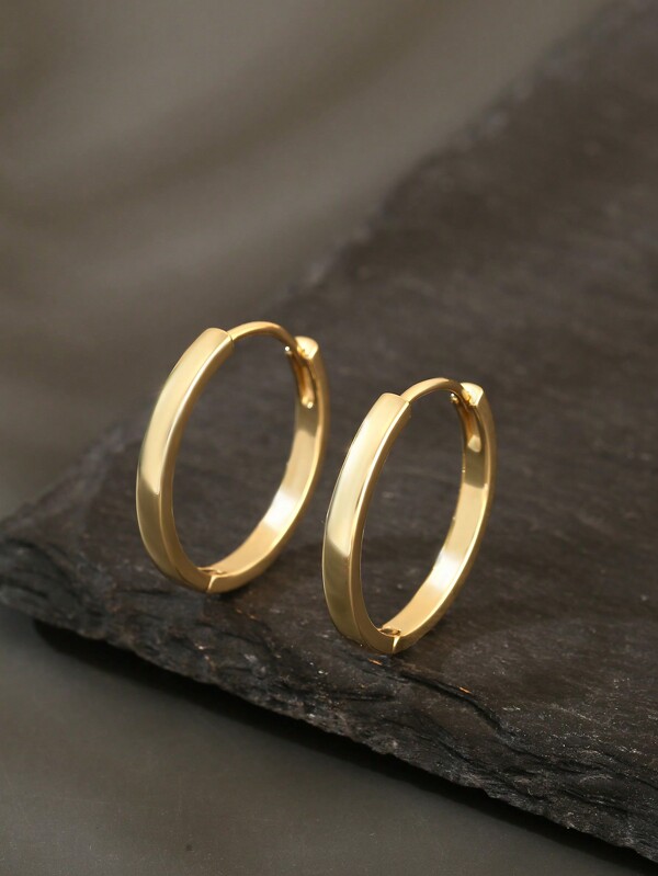 1pair Retro Copper Circle Hoop Earrings, Perfect For Dating