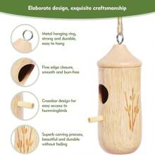 1pc Wooden Outdoor Hanging Birdhouse For Hummingbirds - Beige - View 2