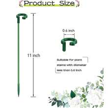 5包11英寸塑膠植物,隱形植物支撐棍棒帶環適用於室內戶外植物,植物支撐合適的適用於盆栽植物花卉牡丹百合玫瑰番茄 - 綠色 - 查看 2