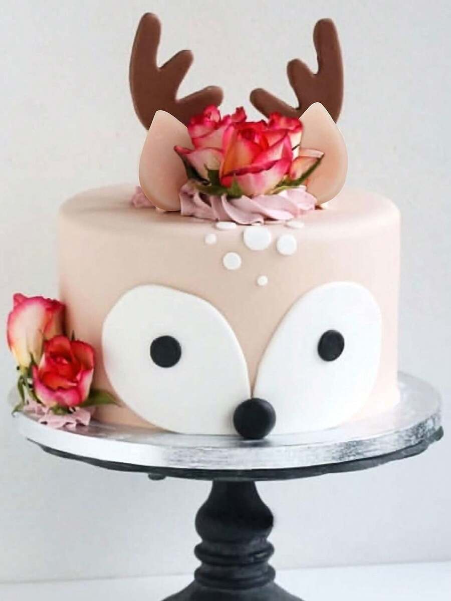 5入組鹿形蛋糕裝飾,森林主題嬰兒派對蛋糕裝飾,森林主題生日蛋糕裝飾,鹿角蛋糕裝飾,鹿耳蛋糕裝飾