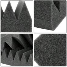 12入組12x12x1英寸工作室吸音泡棉,高密度防火防焰隔音保護海綿三角凹槽吸聲板,防火吸音處理泡棉,黑色 - 黑色 - 查看 5