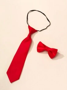 2pcs Kids/Teens Stylish Performance Costume Suit, Red Bow Tie, Formal Dance Recital Graduation Ceremony Decor - Red - View 3