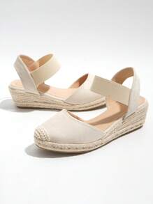 Women's Outdoor Casual Espadrille Wedge Sandals With Rope Sole, Suitable For Vacation