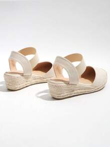 Women's Outdoor Casual Espadrille Wedge Sandals With Rope Sole, Suitable For Vacation