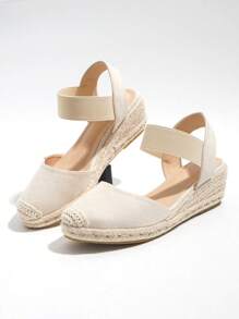 Women's Outdoor Casual Espadrille Wedge Sandals With Rope Sole, Suitable For Vacation