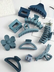 11入組女士髮夾，適用於日常休閒使用 - 藍色 - 查看 2
