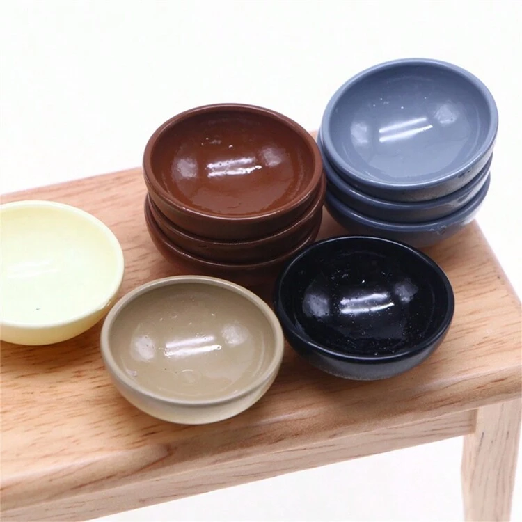 Tazze In Miniatura Per Case Delle Bambole, Piatti, Ciotole In Vari Colori, Giocattoli Per Modellismo Culinario In Miniatura Per La Decorazione Della Cucina Fai Da Te - nero - Visualizzare 6