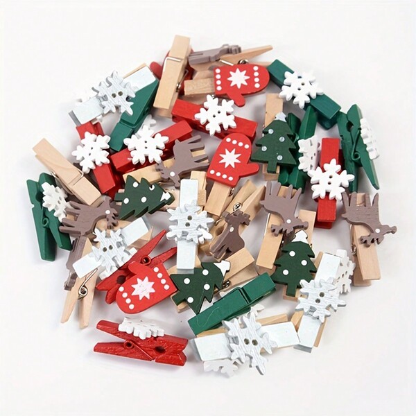 20 Stück Weihnachtsbaum Clips, Neujahrsfest Foto Wand Aufkleber, DIY Weihnachtsdekoration, Weihnachtsbaum Schneeflocke Nageldekoration für Zuhause