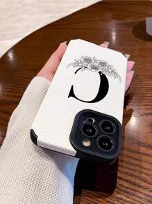 1pc C Letter & Flower Pattern Soft 3d Anti-drop Phone Case Compatible With Iphone And Samsung