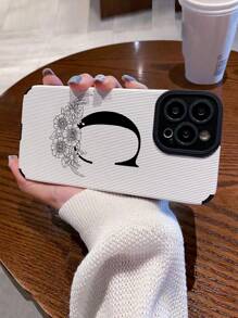 1pc C Letter & Flower Pattern Soft 3d Anti-drop Phone Case Compatible With Iphone And Samsung