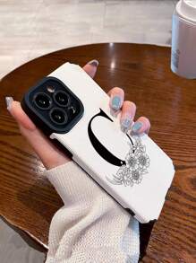 1pc C Letter & Flower Pattern Soft 3d Anti-drop Phone Case Compatible With Iphone And Samsung