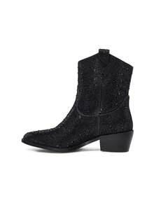 Heafell Của phụ nữ Pha lê Giày ống Cô gái cao bồi Phương Tây Bling Giày Boots Cowboy Long lanh Mắt cá chân Giày ống Ngắn Sợi tổng hợp Pha lê Pointed Toe Giày lười Giày dép Với Sáng bóng Dày Gót chân , Hoàn hảo Đối với Các bữa tiệc , Buổi hòa nhạc , Mua sắm , Âm nhạc Lễ hội , Mùa Thu Và Mùa Đông - màu đen - Xem 4