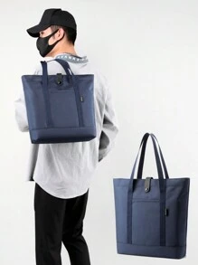 1入組男士商務文件袋海軍藍色可容納筆記型電腦、A4 文件、大雜誌、商務辦公室便攜式手提包 手提包 手提包 度假必備品 旅行戶外學校學生大學輕便 - 藏蓝色 - 查看 1