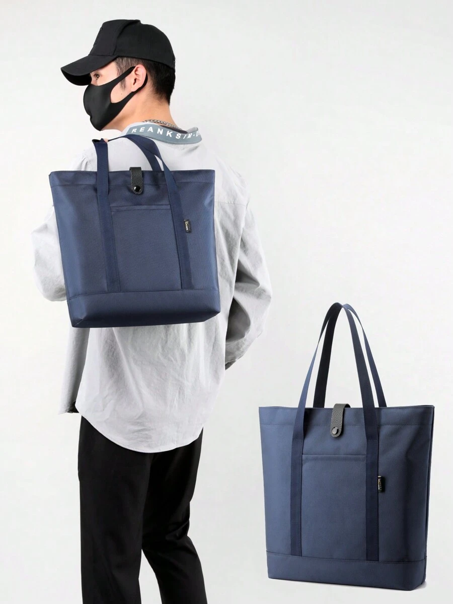 1入組男士商務文件袋海軍藍色可容納筆記型電腦、A4 文件、大雜誌、商務辦公室便攜式手提包 手提包 手提包 度假必備品 旅行戶外學校學生大學輕便 - 藏蓝色 - 查看 1