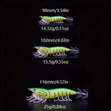 JTUUWRAP 1pc Luminous Soft Foot Artificial Shrimp Squid Hook With Rattle And Soft Foot Shrimp Lures Imitating Crayfish For Sea Fishing - Green - View 5