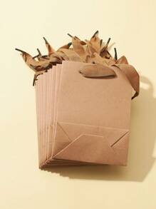 10Pcs Rectangle Kraft Paper Bags, Gift, Party Bag, With Nylon Cord Handles - Brown - View 2