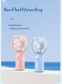 1入組ABS迷你風扇，現代主義耳飾傢用手持風扇 - 粉色 - 查看 4