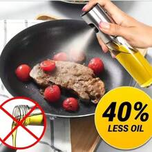 新型家用油噴瓶按壓式醋噴霧瓶玻璃廚房油壺健身油控手動泵式分配器 - 銀色 - 查看 4