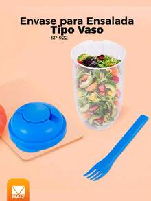 Recipiente transparente amplio  para ensalada comida etc  tipo vaso - Azul - Ver 2